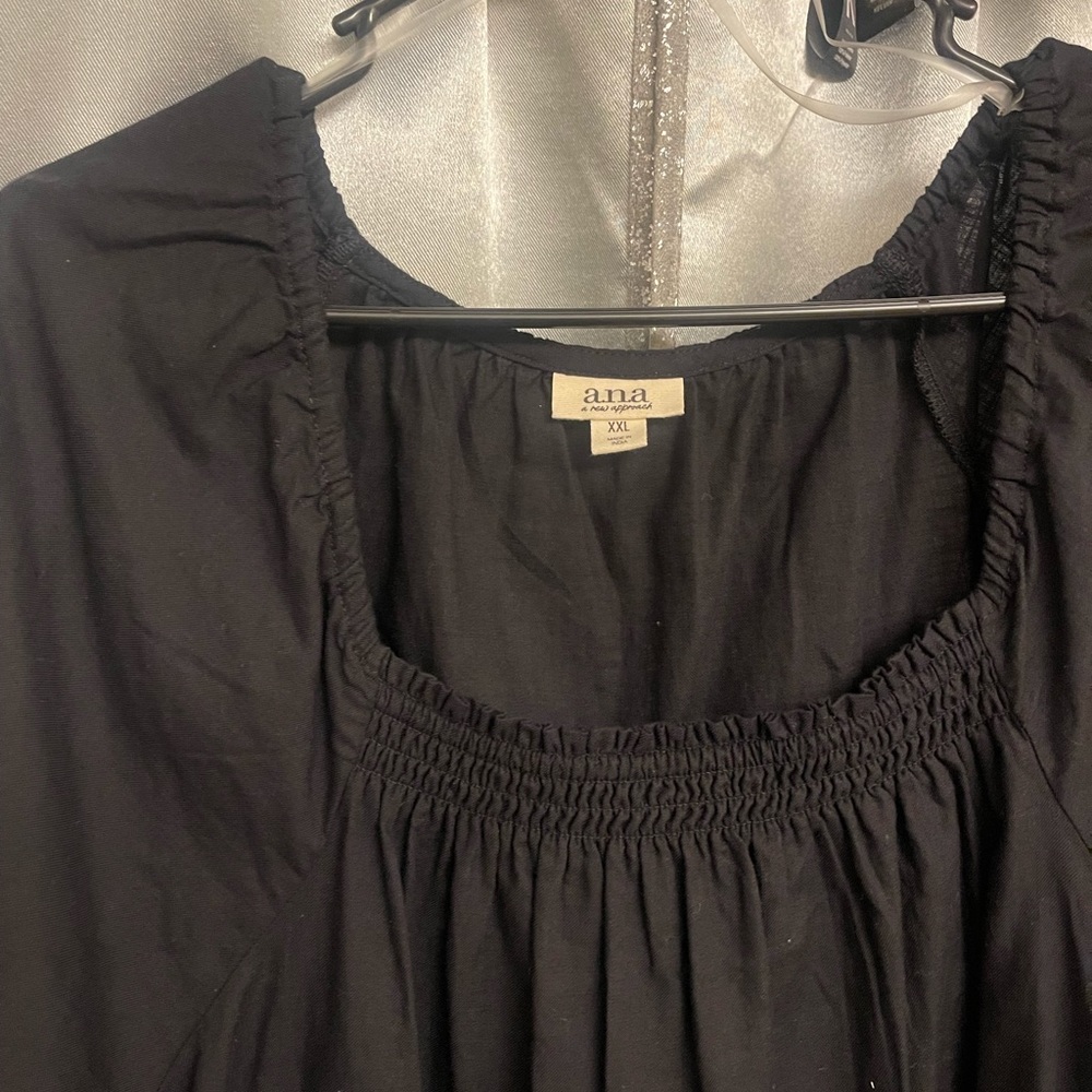 A.N.A a new approach, black tiered smock dress light weight. JCPenny plus size - Picture 2 of 8
